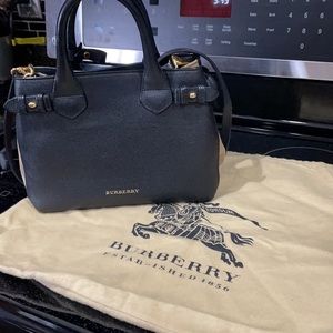 Authentic Burberry small black banner tote
